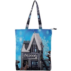 Winter Village Snow Brick Buildings Double Zip Up Tote Bag by artworkshop