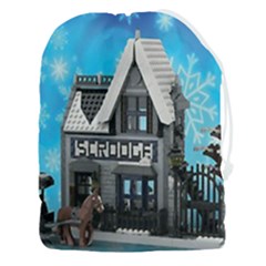 Winter Village Snow Brick Buildings Drawstring Pouch (3xl) by artworkshop