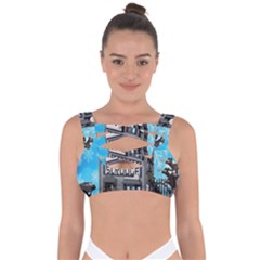 Winter Village Snow Brick Buildings Bandaged Up Bikini Top by artworkshop