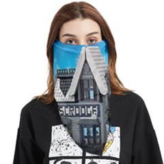 Winter Village Snow Brick Buildings Face Covering Bandana (triangle) by artworkshop