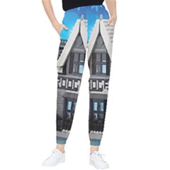 Winter Village Snow Brick Buildings Tapered Pants by artworkshop