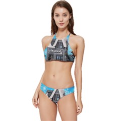 Winter Village Snow Brick Buildings Banded Triangle Bikini Set by artworkshop