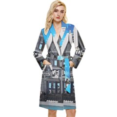 Winter Village Snow Brick Buildings Long Sleeve Velour Robe by artworkshop