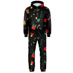 Christmas Pattern Texture Colorful Wallpaper Hooded Jumpsuit (men) by Ravend