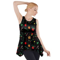 Christmas Pattern Texture Colorful Wallpaper Side Drop Tank Tunic by Ravend