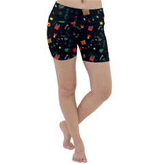 Christmas Pattern Texture Colorful Wallpaper Lightweight Velour Yoga Shorts by Ravend