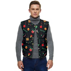 Christmas Pattern Texture Colorful Wallpaper Men s Short Button Up Puffer Vest	 by Ravend