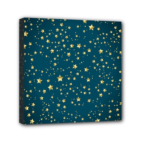 Star Golden Pattern Christmas Design White Gold Mini Canvas 6  X 6  (stretched) by Ravend