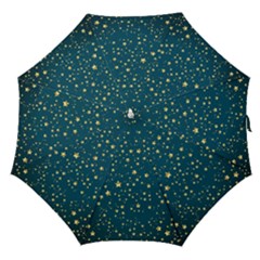 Star Golden Pattern Christmas Design White Gold Straight Umbrellas by Ravend