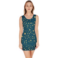 Star Golden Pattern Christmas Design White Gold Bodycon Dress by Ravend