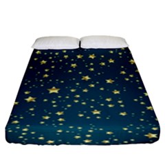 Star Golden Pattern Christmas Design White Gold Fitted Sheet (king Size) by Ravend