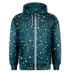 Star Golden Pattern Christmas Design White Gold Men s Zipper Hoodie by Ravend