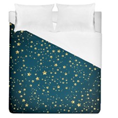 Star Golden Pattern Christmas Design White Gold Duvet Cover (queen Size) by Ravend