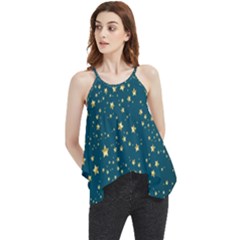 Star Golden Pattern Christmas Design White Gold Flowy Camisole Tank Top by Ravend