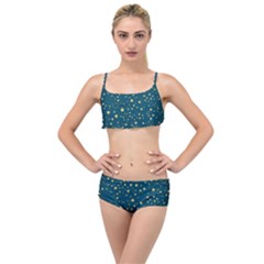 Star Golden Pattern Christmas Design White Gold Layered Top Bikini Set by Ravend