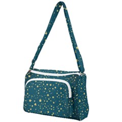 Star Golden Pattern Christmas Design White Gold Front Pocket Crossbody Bag by Ravend