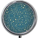 Star Golden Pattern Christmas Design White Gold Mini Round Pill Box View1