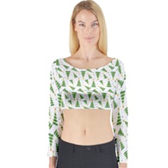 Christmas Tree Pattern Christmas Trees Long Sleeve Crop Top by Ravend