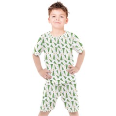 Christmas Tree Pattern Christmas Trees Kids  Tee And Shorts Set by Ravend