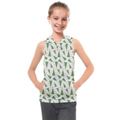 Christmas Tree Pattern Christmas Trees Kids  Sleeveless Hoodie by Ravend