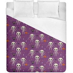 Background Halloween Pattern Pumpkin Skeleton Bat Duvet Cover (california King Size) by Ravend