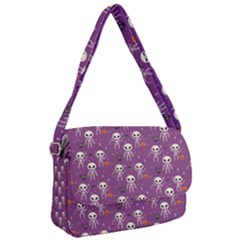 Background Halloween Pattern Pumpkin Skeleton Bat Courier Bag by Ravend