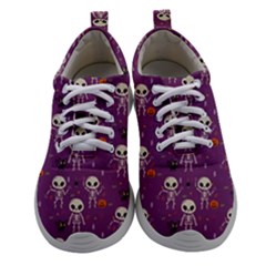 Background Halloween Pattern Pumpkin Skeleton Bat Women Athletic Shoes by Ravend