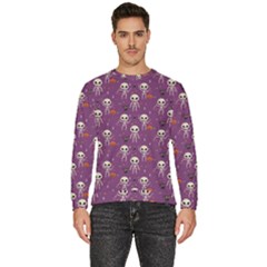 Background Halloween Pattern Pumpkin Skeleton Bat Men s Fleece Sweatshirt by Ravend