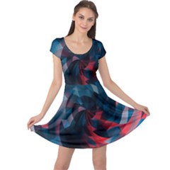 Art Polygon Geometric Design Pattern Colorful Cap Sleeve Dress by Ravend