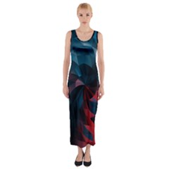 Art Polygon Geometric Design Pattern Colorful Fitted Maxi Dress by Ravend