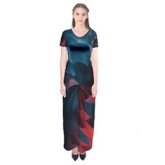 Art Polygon Geometric Design Pattern Colorful Short Sleeve Maxi Dress by Ravend