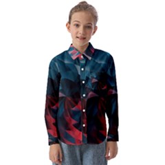 Art Polygon Geometric Design Pattern Colorful Kids  Long Sleeve Shirt by Ravend