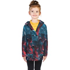 Art Polygon Geometric Design Pattern Colorful Kids  Double Breasted Button Coat by Ravend