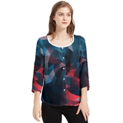 Art Polygon Geometric Design Pattern Colorful Chiffon Quarter Sleeve Blouse by Ravend