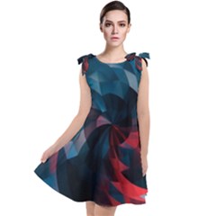 Art Polygon Geometric Design Pattern Colorful Tie Up Tunic Dress by Ravend