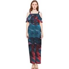 Art Polygon Geometric Design Pattern Colorful Draped Sleeveless Chiffon Jumpsuit by Ravend