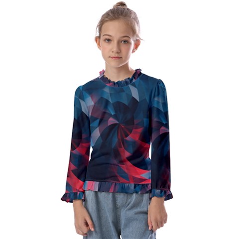 Art Polygon Geometric Design Pattern Colorful Kids  Frill Detail Tee by Ravend