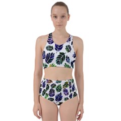 Leaves Watercolor Ornamental Decorative Design Racer Back Bikini Set by Ravend