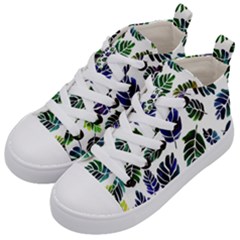 Leaves Watercolor Ornamental Decorative Design Kids  Mid-top Canvas Sneakers by Ravend