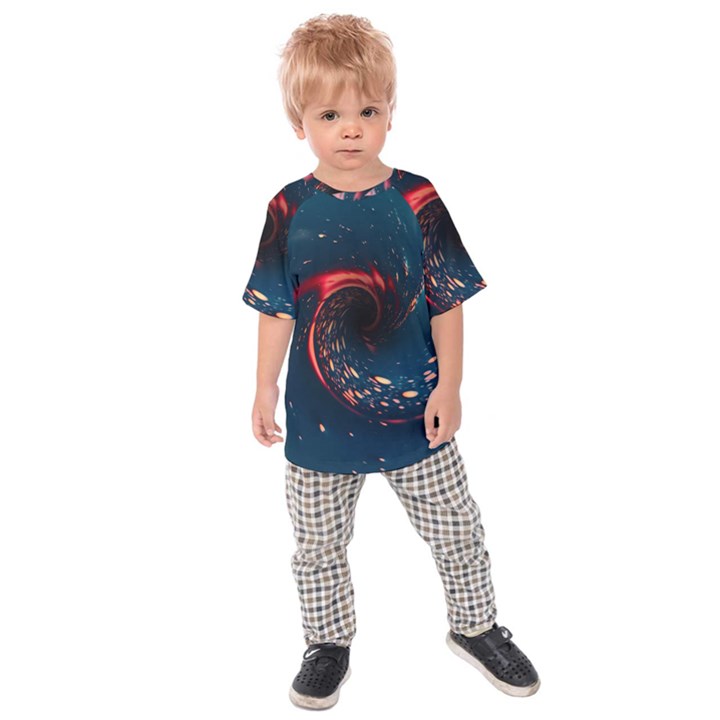 Fluid Swirl Spiral Twist Liquid Abstract Pattern Kids  Raglan Tee