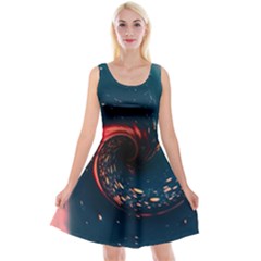 Fluid Swirl Spiral Twist Liquid Abstract Pattern Reversible Velvet Sleeveless Dress by Ravend