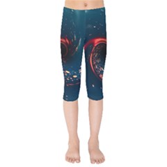 Fluid Swirl Spiral Twist Liquid Abstract Pattern Kids  Capri Leggings  by Ravend