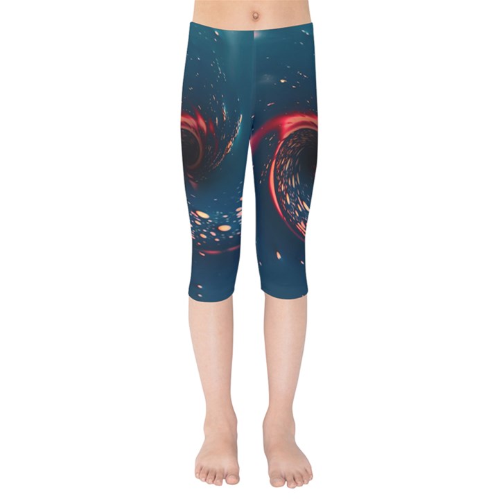 Fluid Swirl Spiral Twist Liquid Abstract Pattern Kids  Capri Leggings 