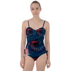 Fluid Swirl Spiral Twist Liquid Abstract Pattern Sweetheart Tankini Set by Ravend