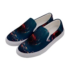 Fluid Swirl Spiral Twist Liquid Abstract Pattern Women s Canvas Slip Ons by Ravend