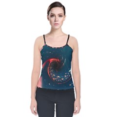 Fluid Swirl Spiral Twist Liquid Abstract Pattern Velvet Spaghetti Strap Top by Ravend