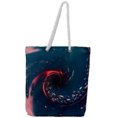 Fluid Swirl Spiral Twist Liquid Abstract Pattern Full Print Rope Handle Tote (large) by Ravend