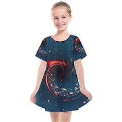 Fluid Swirl Spiral Twist Liquid Abstract Pattern Kids  Smock Dress by Ravend