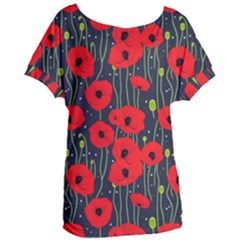 Background Poppies Flowers Seamless Ornamental Women s Oversized Tee by Ravend