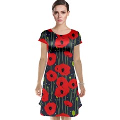 Background Poppies Flowers Seamless Ornamental Cap Sleeve Nightdress by Ravend